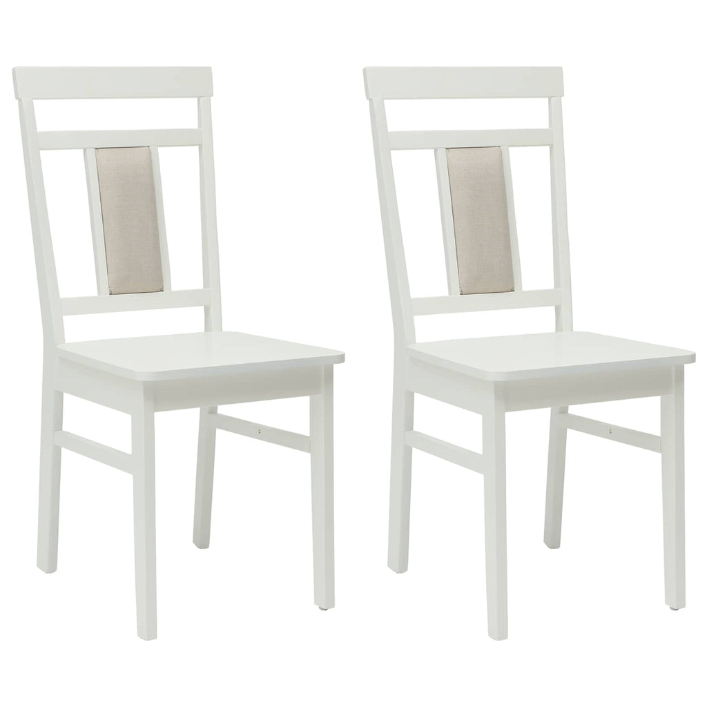 Dining Chair 2 pcs White Solid Rubber Wood