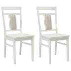 Dining Chair 2 pcs White Solid Rubber Wood