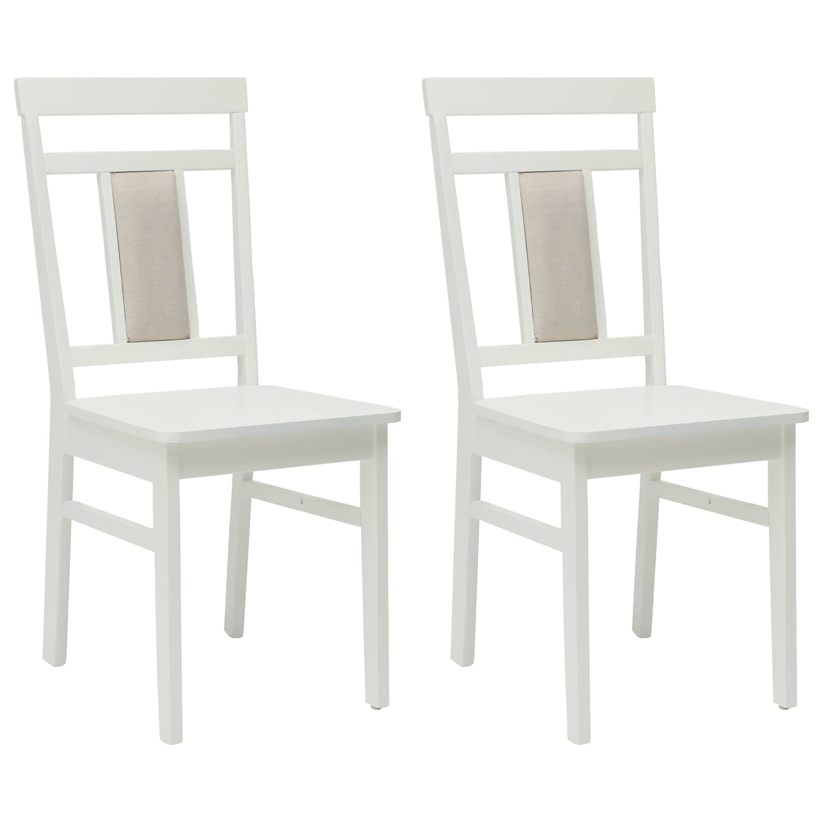 Dining Chair 2 pcs White Solid Rubber Wood