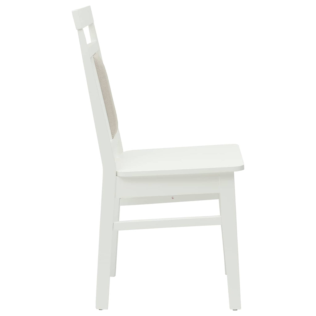 Dining Chair 2 pcs White Solid Rubber Wood