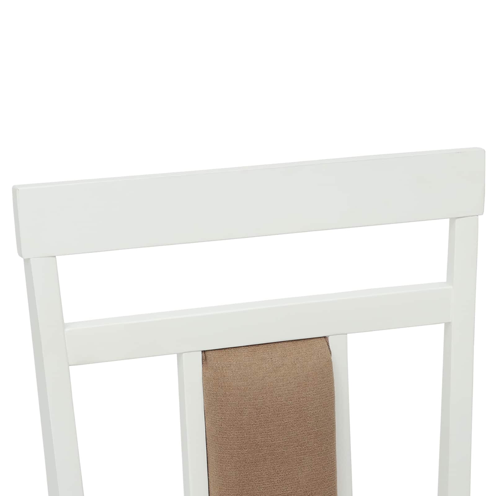 Dining Chair 2 pcs White and Brown Solid Rubber Wood