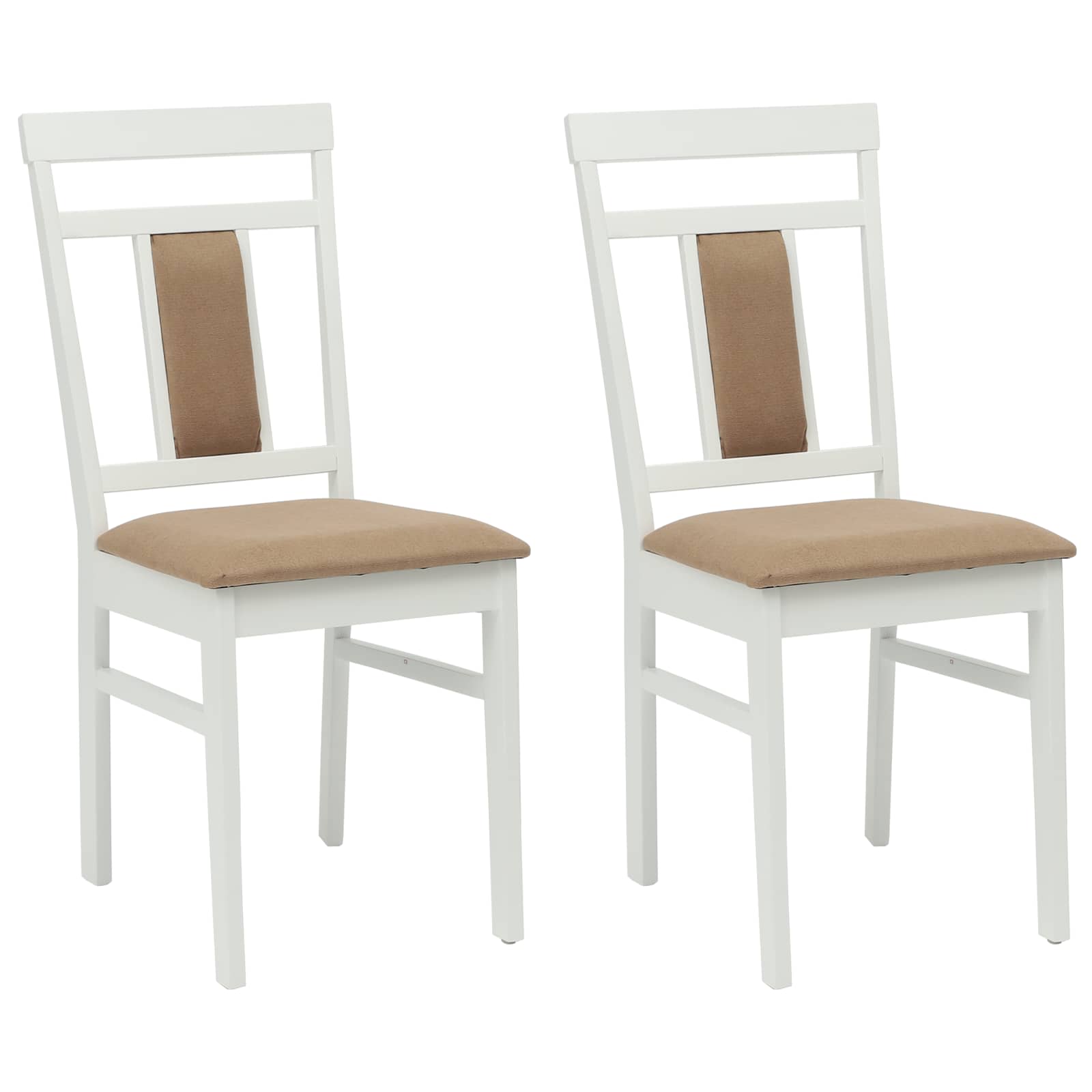 Dining Chair 2 pcs White and Brown Solid Rubber Wood
