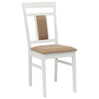 Dining Chair 2 pcs White and Brown Solid Rubber Wood