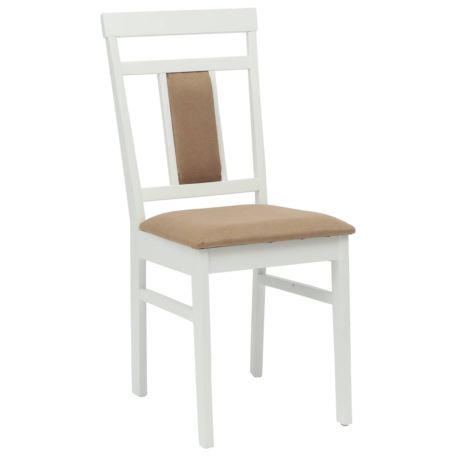 Dining Chair 2 pcs White and Brown Solid Rubber Wood