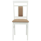 Dining Chair 2 pcs White and Brown Solid Rubber Wood
