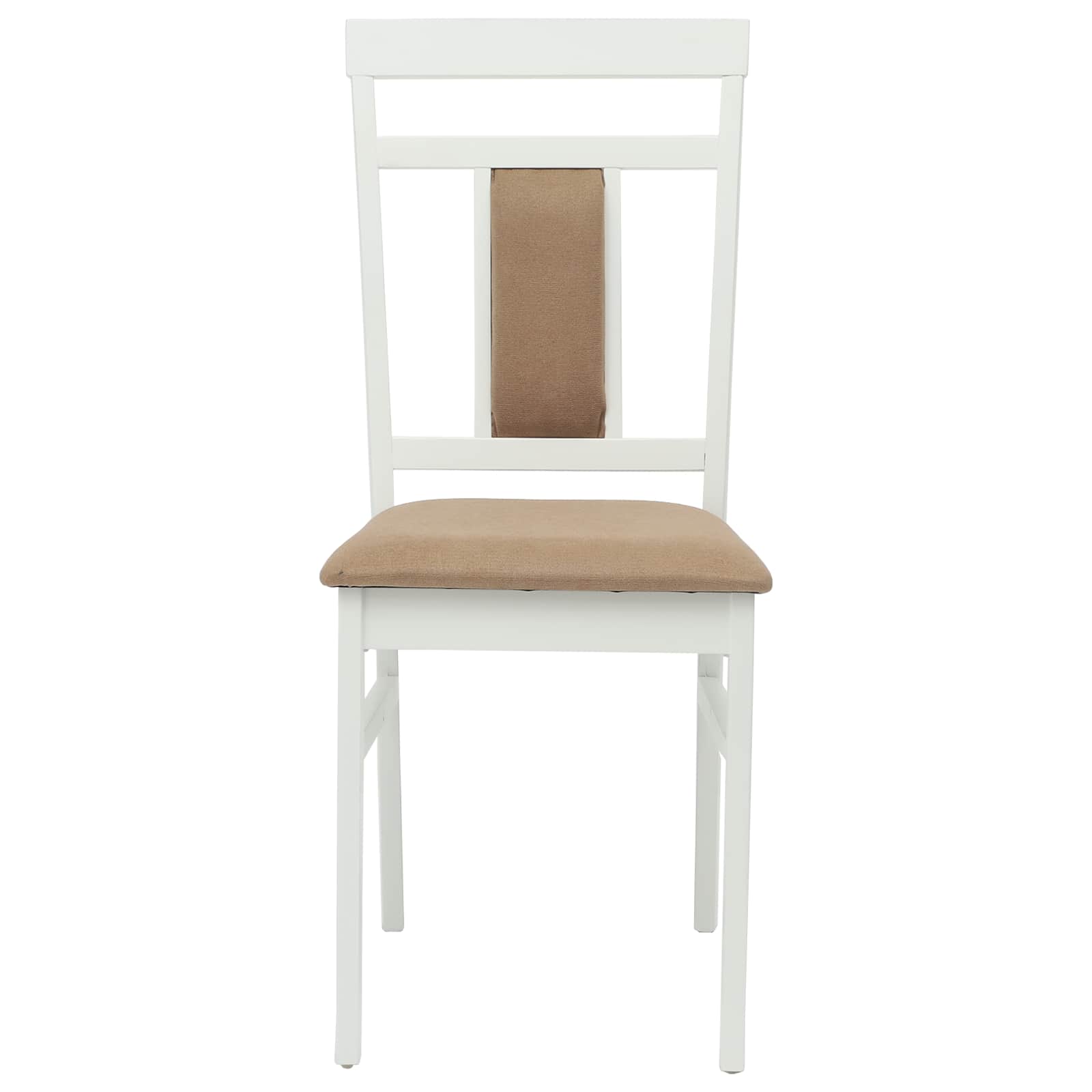 Dining Chair 2 pcs White and Brown Solid Rubber Wood