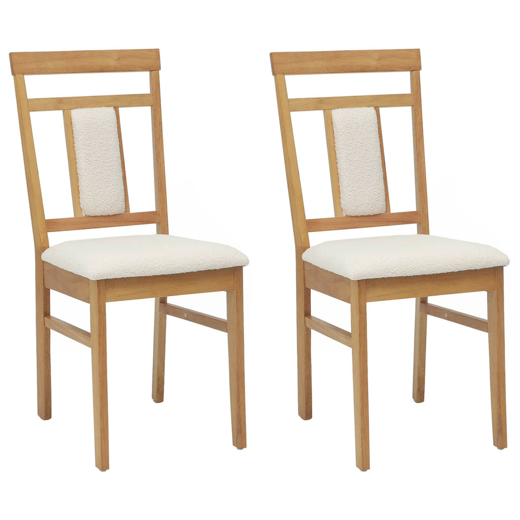 Dining Chair 2 pcs Natural and Light Solid Rubber Wood