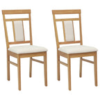 Dining Chair 2 pcs Natural and Light Solid Rubber Wood