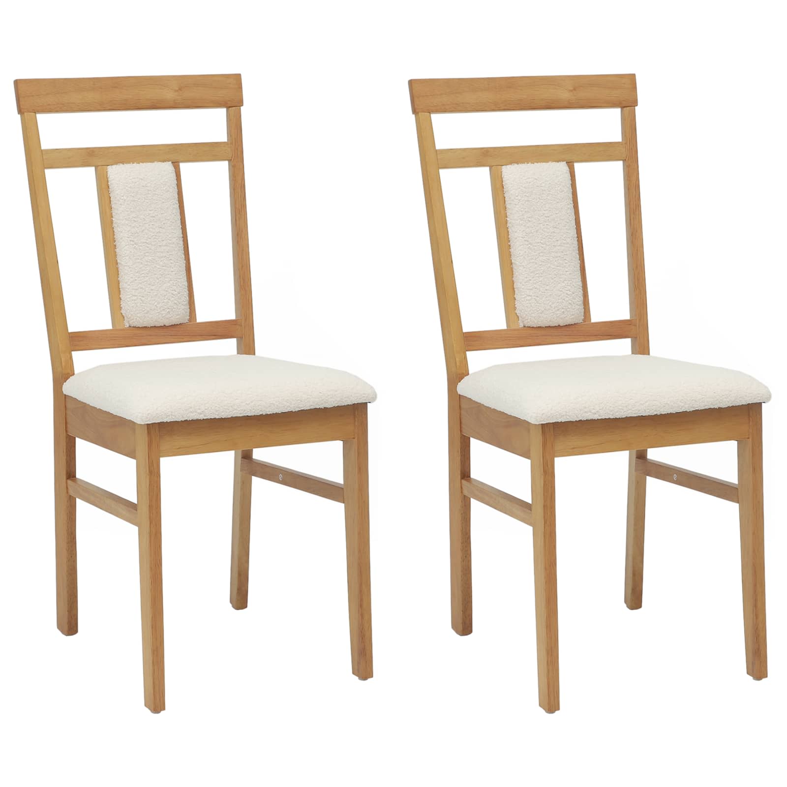Dining Chair 2 pcs Natural and Light Solid Rubber Wood