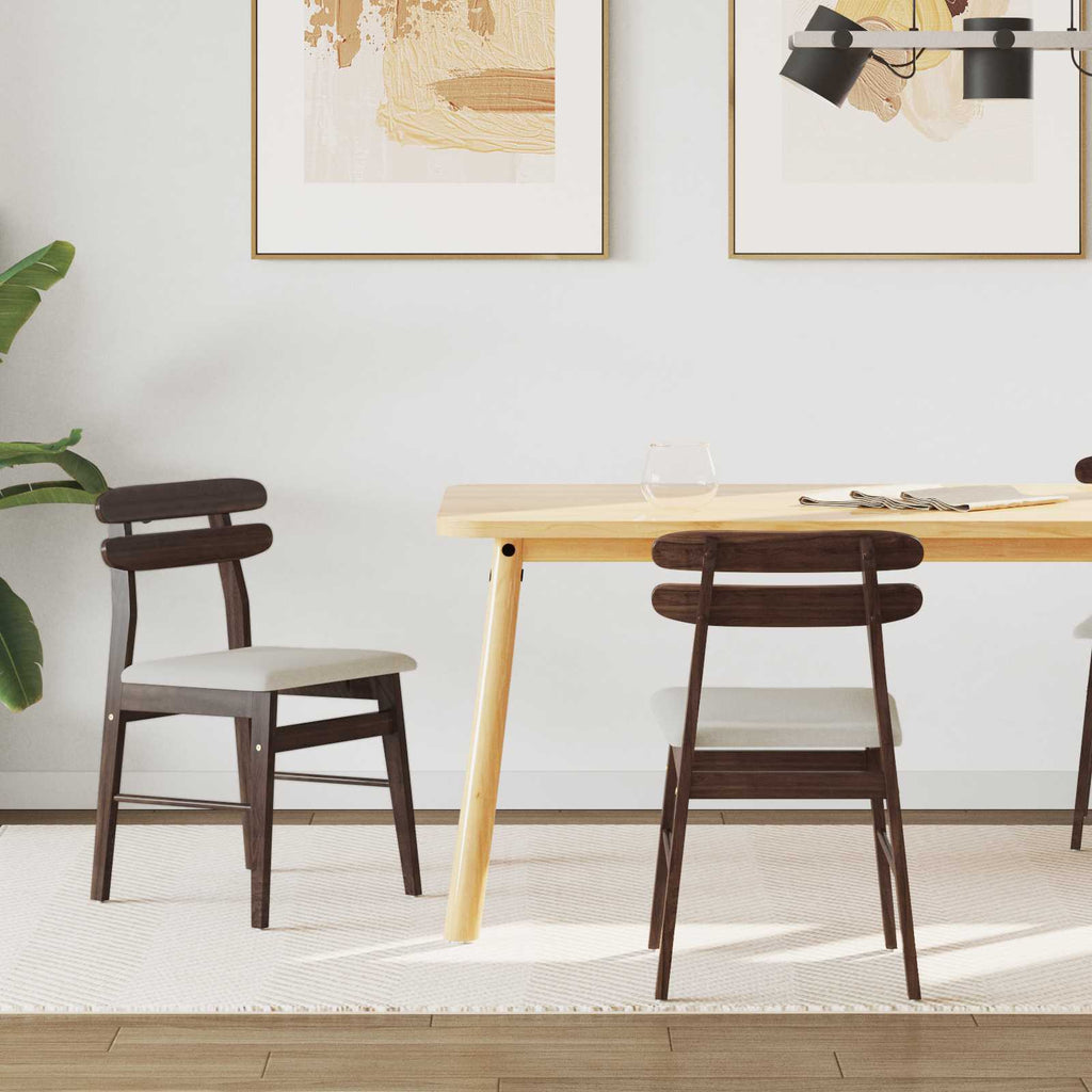 Dining Chair 2 pcs Light Brown and Light Solid Rubber Wood