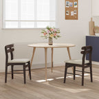 Dining Chair 2 pcs Light Brown and Light Solid Rubber Wood