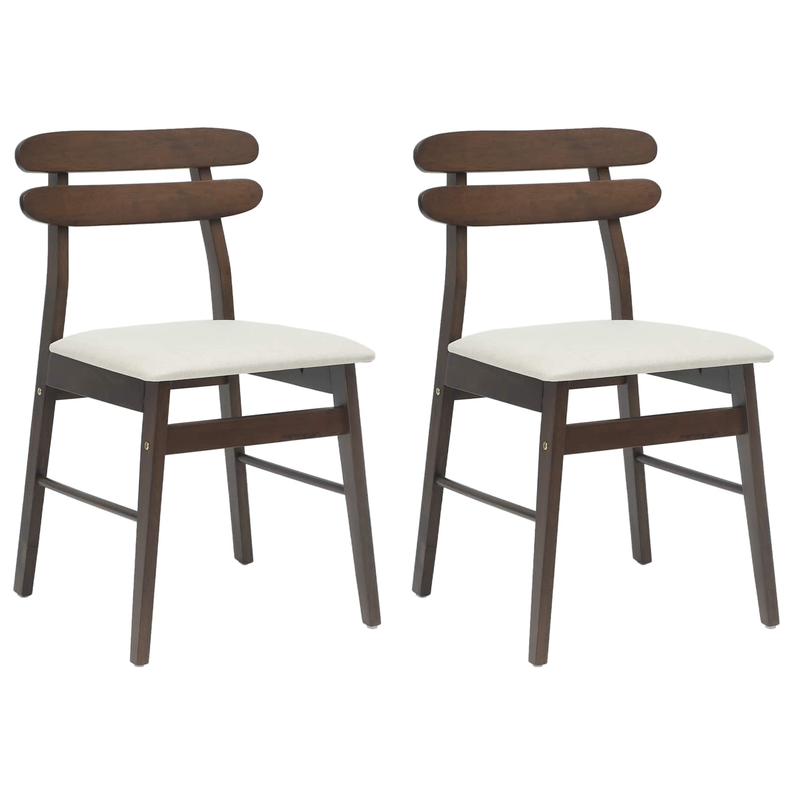 Dining Chair 2 pcs Light Brown and Light Solid Rubber Wood