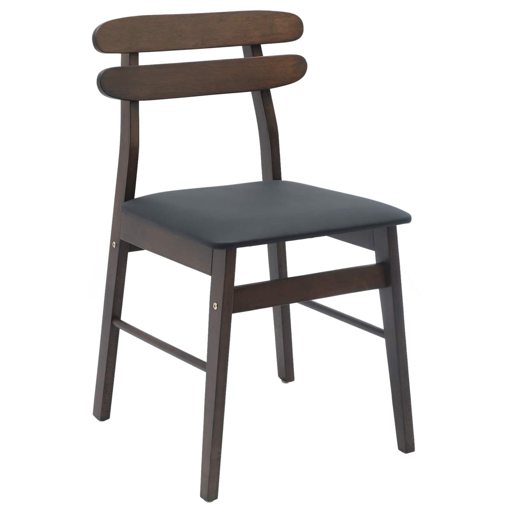 Dining Chair 2 pcs Light Brown and Black Solid Rubber Wood