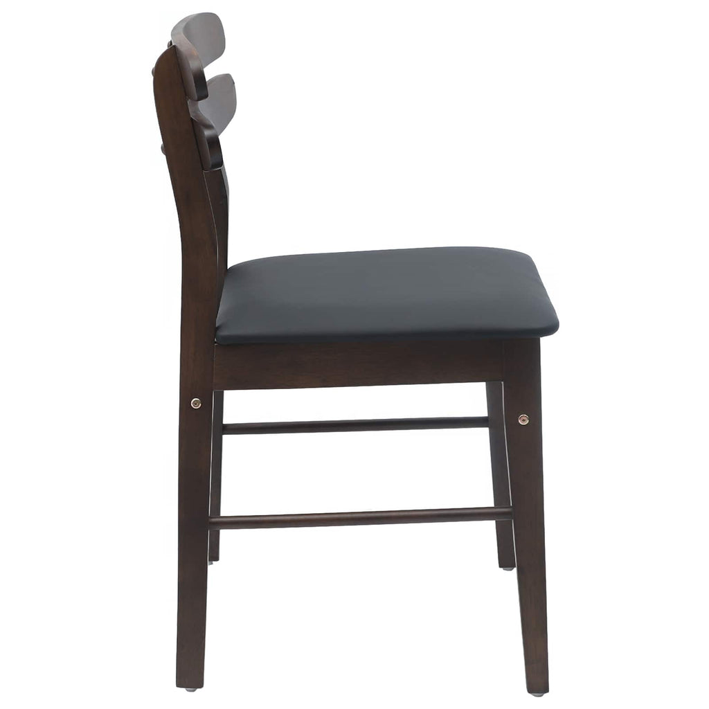 Dining Chair 2 pcs Light Brown and Black Solid Rubber Wood