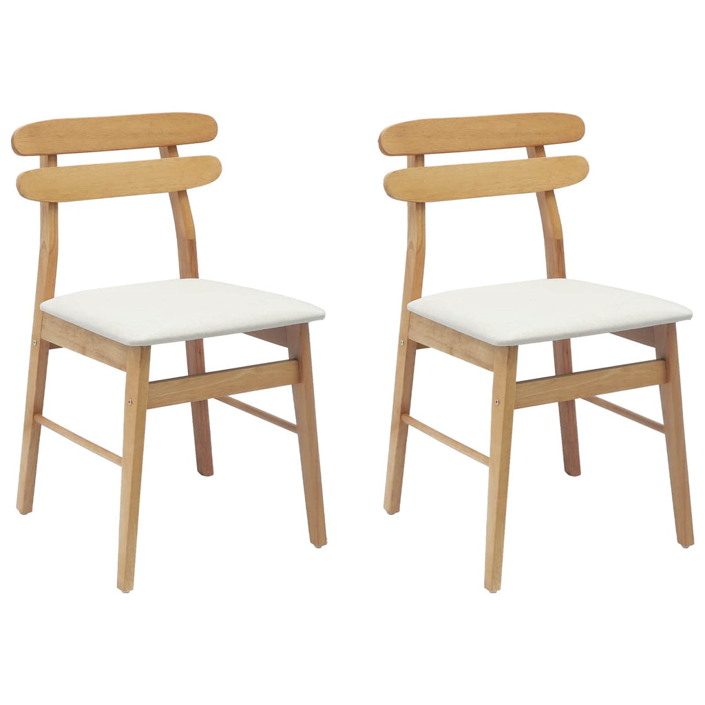 Dining Chair 2 pcs Natural and Light Solid Rubber Wood