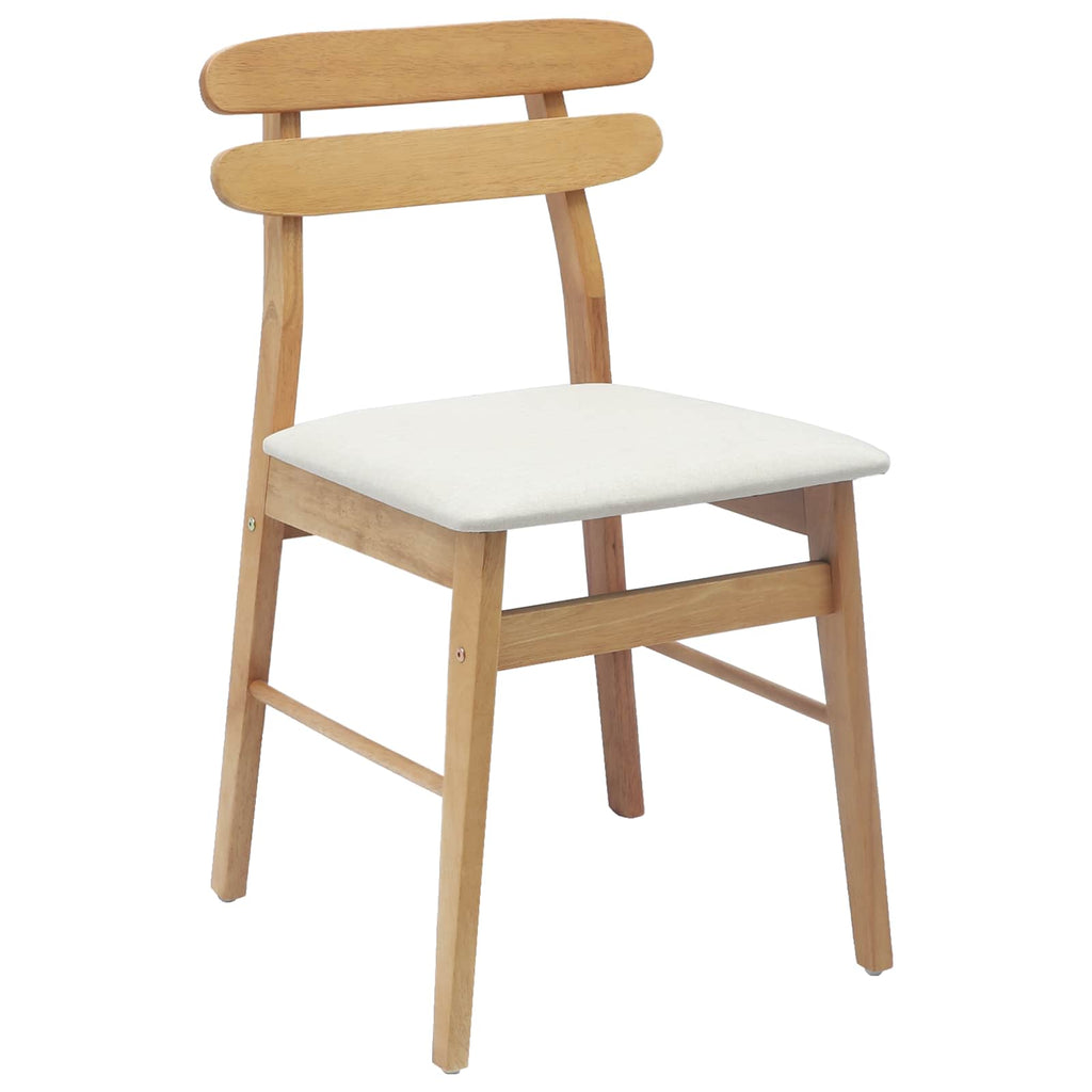 Dining Chair 2 pcs Natural and Light Solid Rubber Wood