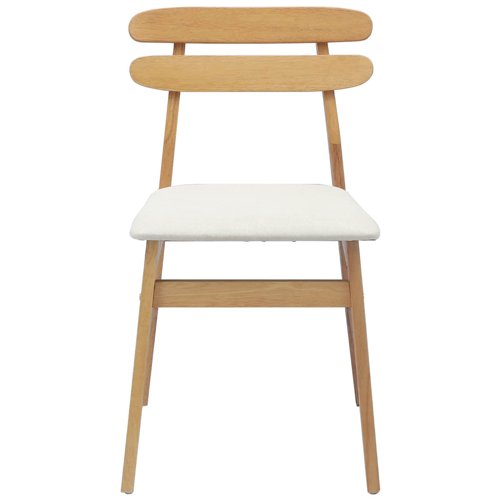 Dining Chair 2 pcs Natural and Light Solid Rubber Wood