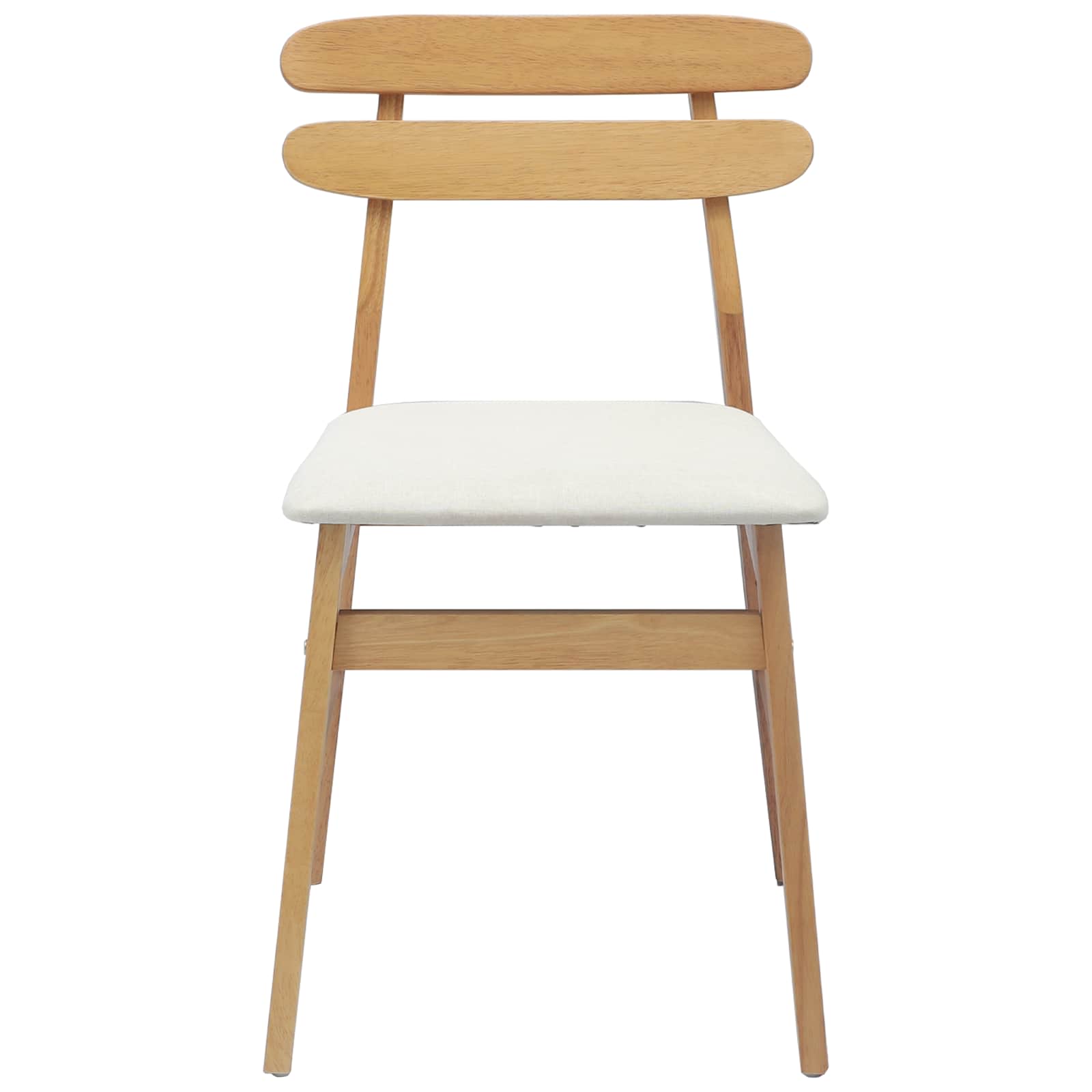 Dining Chair 2 pcs Natural and Light Solid Rubber Wood