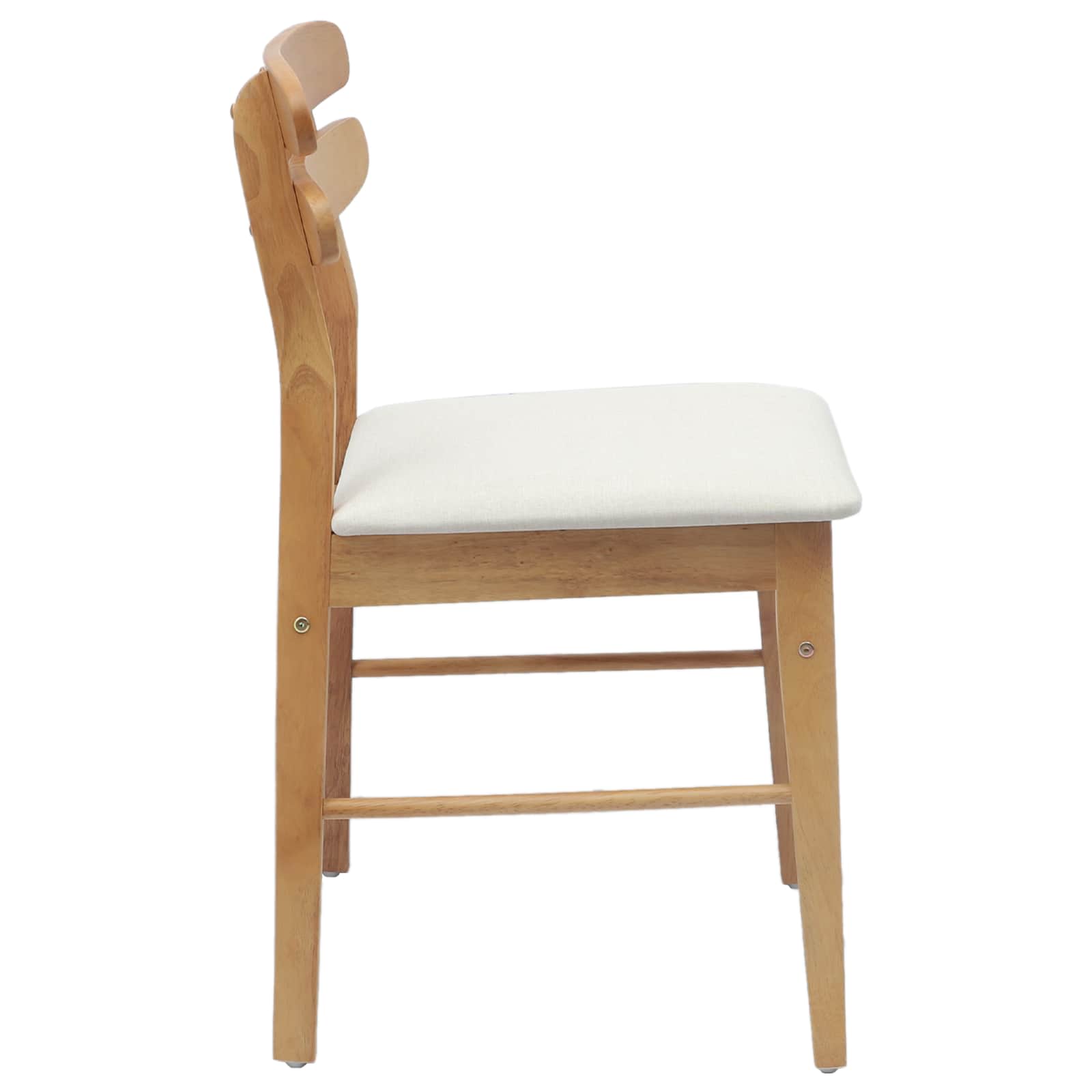 Dining Chair 2 pcs Natural and Light Solid Rubber Wood
