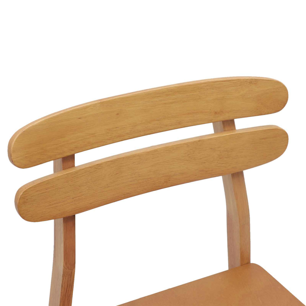 Dining Chair 2 pcs Natural Solid Rubber Wood