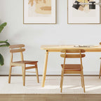 Dining Chair 2 pcs Natural Solid Rubber Wood