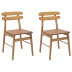 Dining Chair 2 pcs Natural Solid Rubber Wood