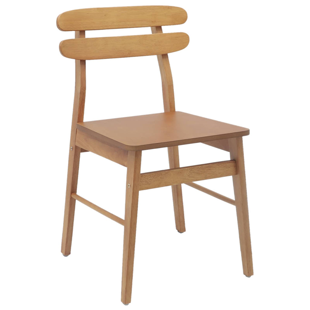 Dining Chair 2 pcs Natural Solid Rubber Wood