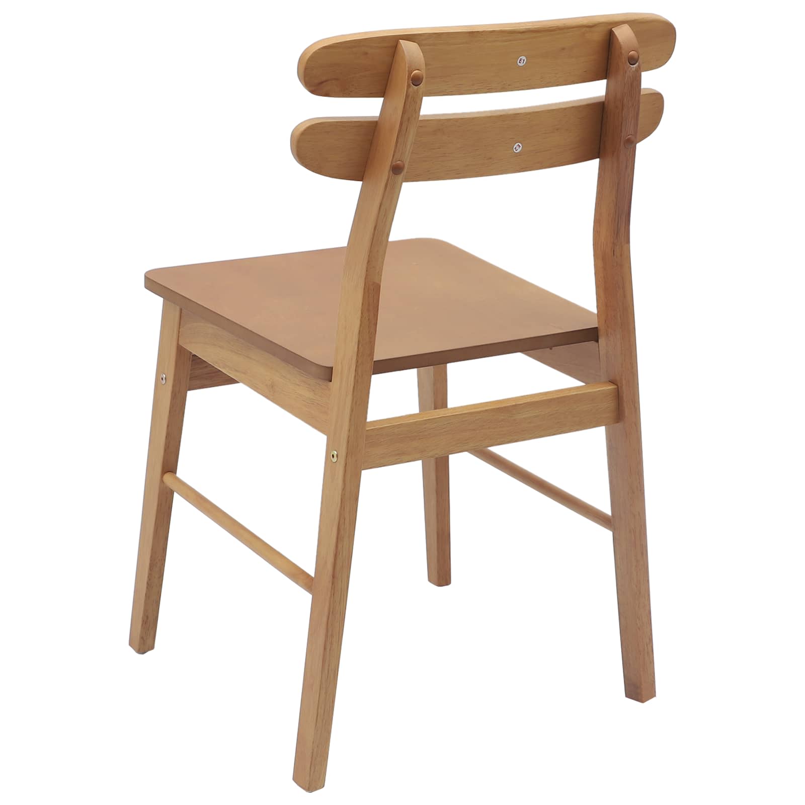 Dining Chair 2 pcs Natural Solid Rubber Wood