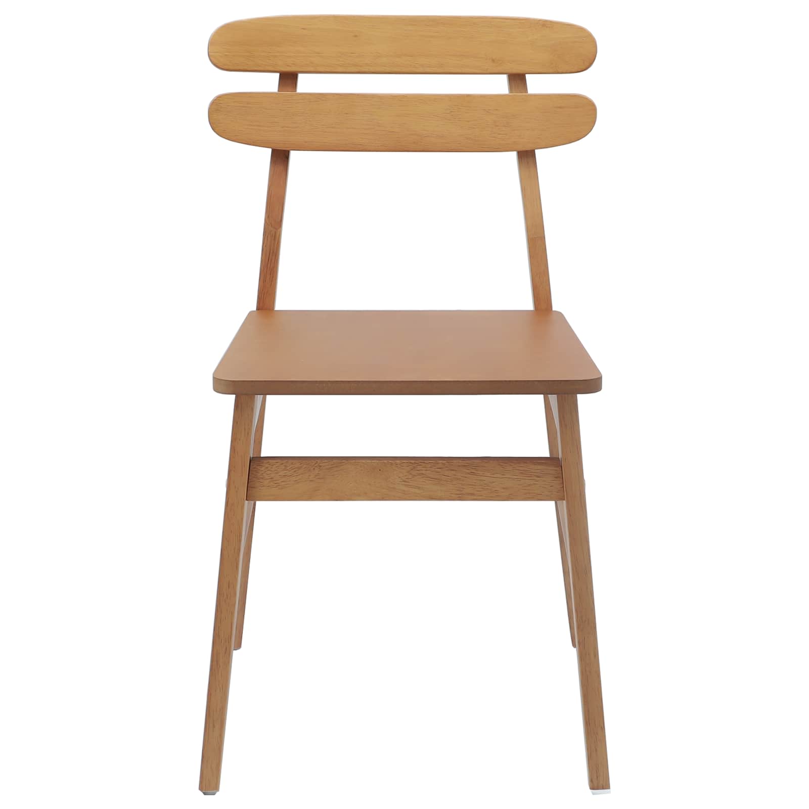 Dining Chair 2 pcs Natural Solid Rubber Wood