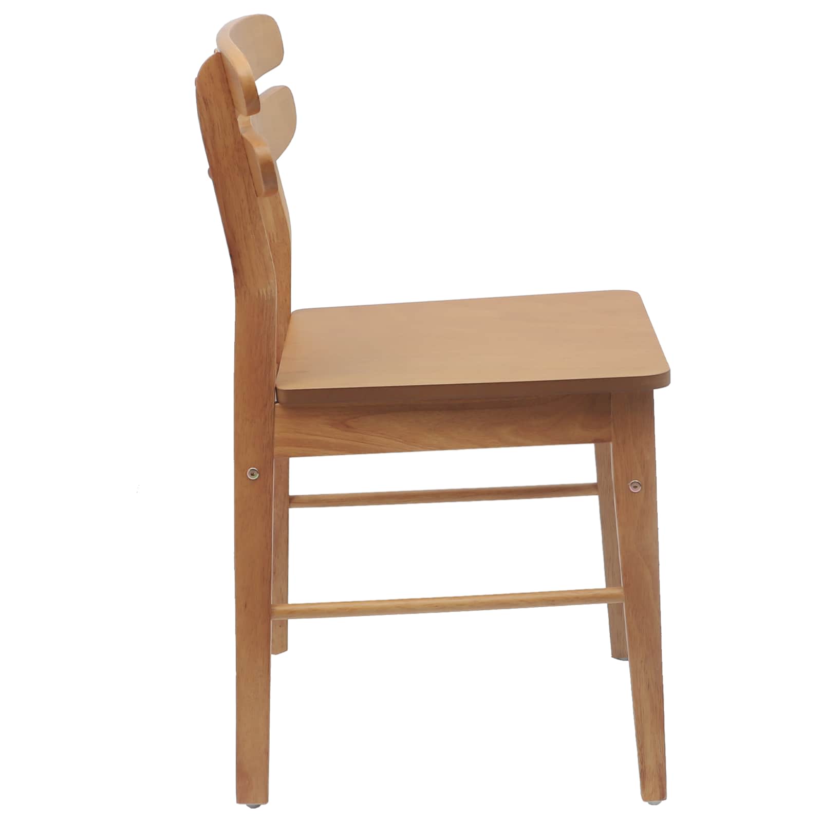 Dining Chair 2 pcs Natural Solid Rubber Wood