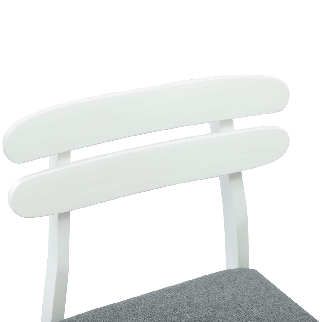 Dining Chair 2 pcs White and Grey Solid Rubber Wood