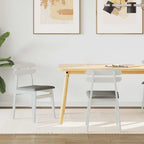 Dining Chair 2 pcs White and Grey Solid Rubber Wood