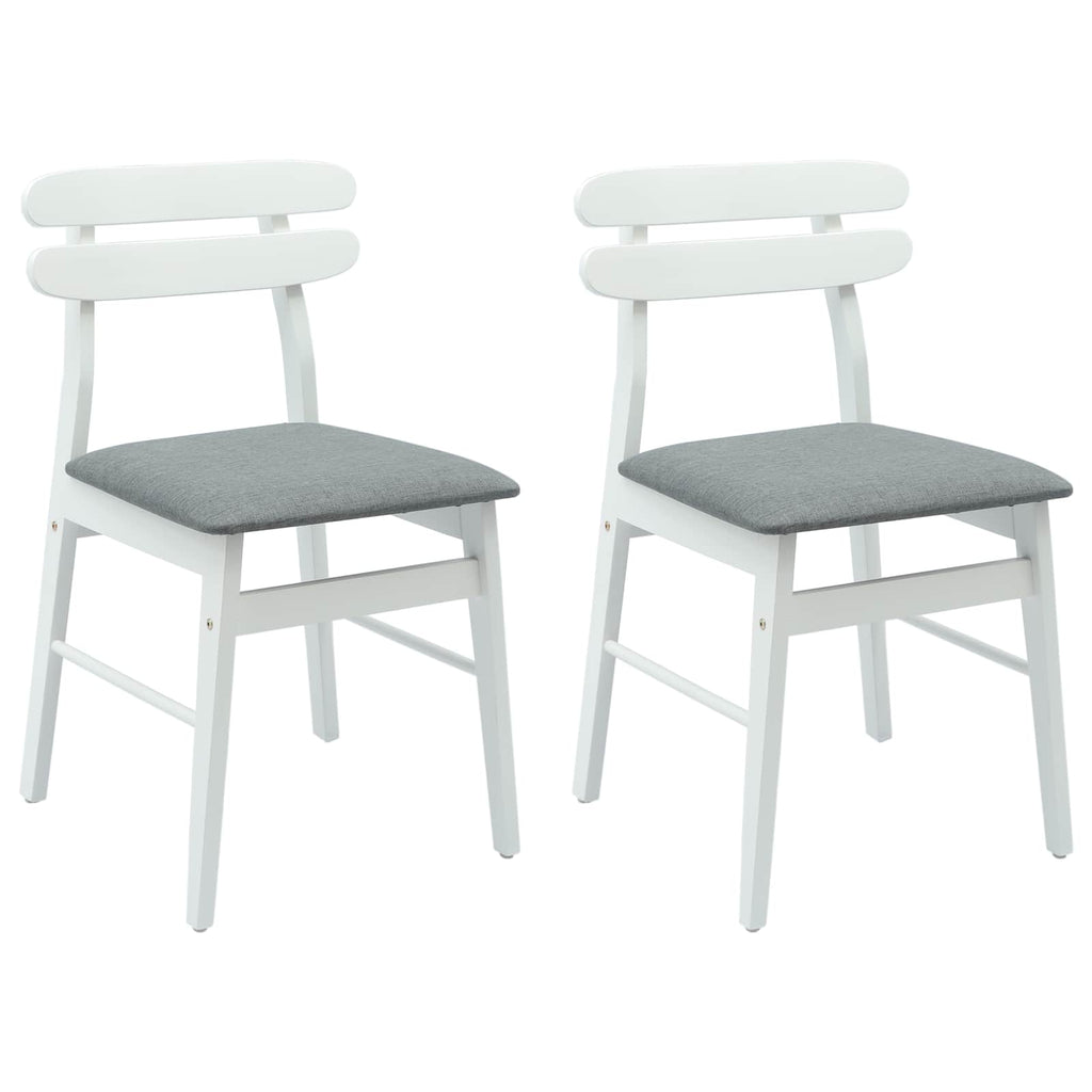 Dining Chair 2 pcs White and Grey Solid Rubber Wood