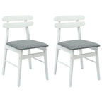 Dining Chair 2 pcs White and Grey Solid Rubber Wood