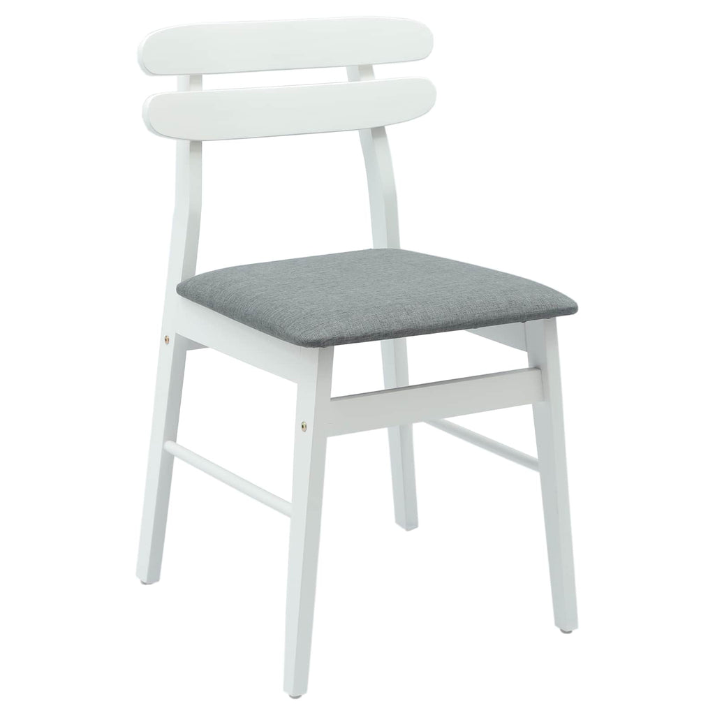 Dining Chair 2 pcs White and Grey Solid Rubber Wood