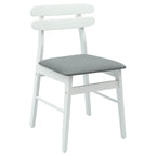 Dining Chair 2 pcs White and Grey Solid Rubber Wood