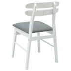 Dining Chair 2 pcs White and Grey Solid Rubber Wood
