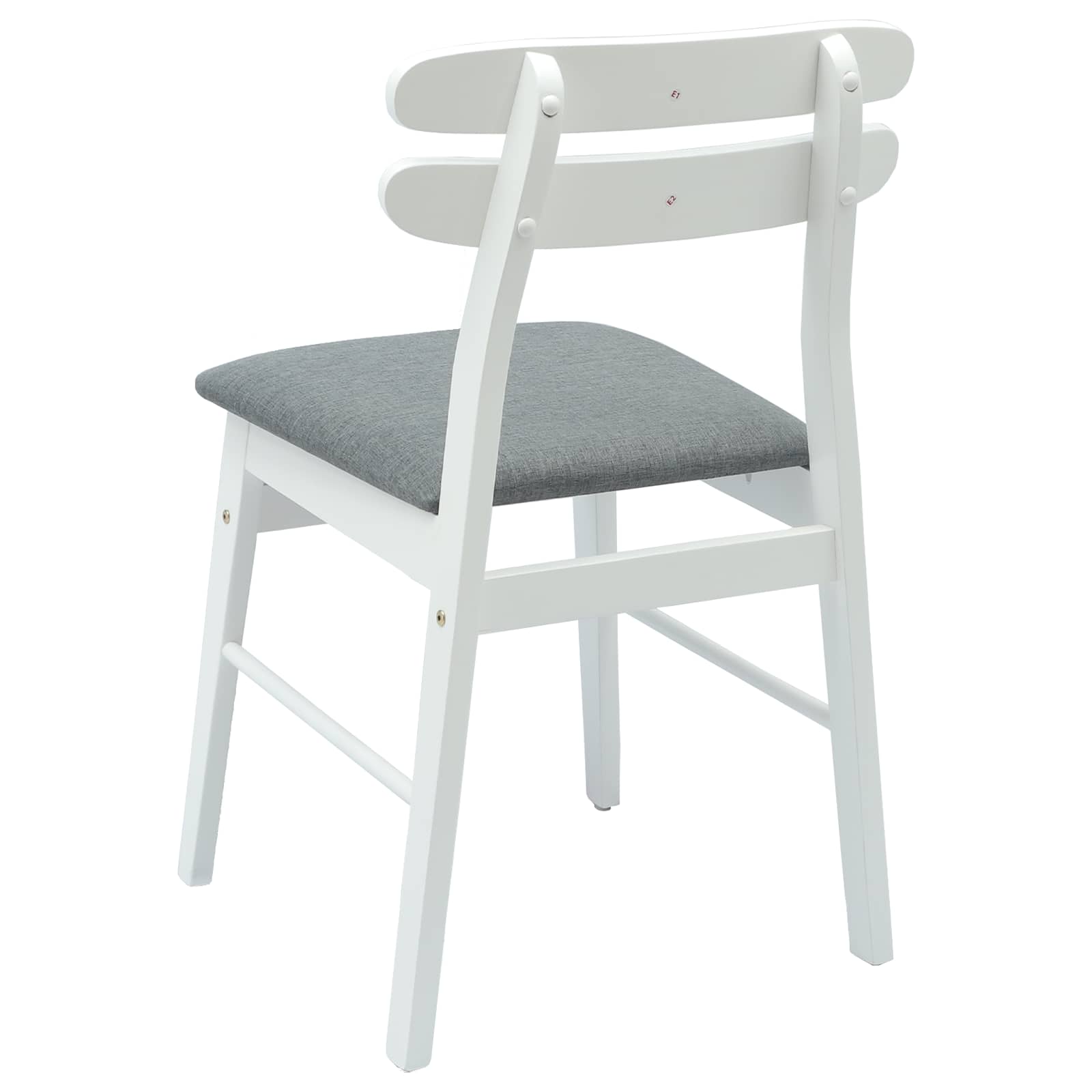 Dining Chair 2 pcs White and Grey Solid Rubber Wood