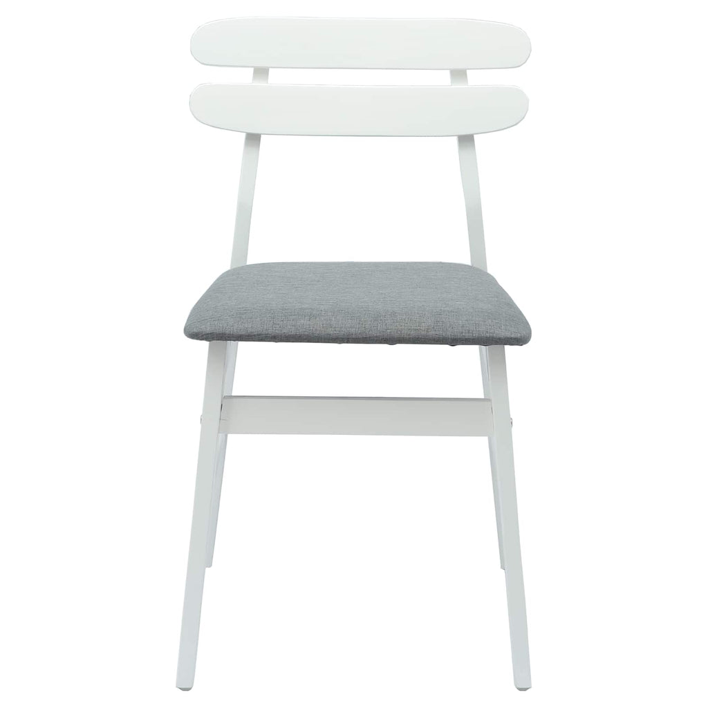 Dining Chair 2 pcs White and Grey Solid Rubber Wood