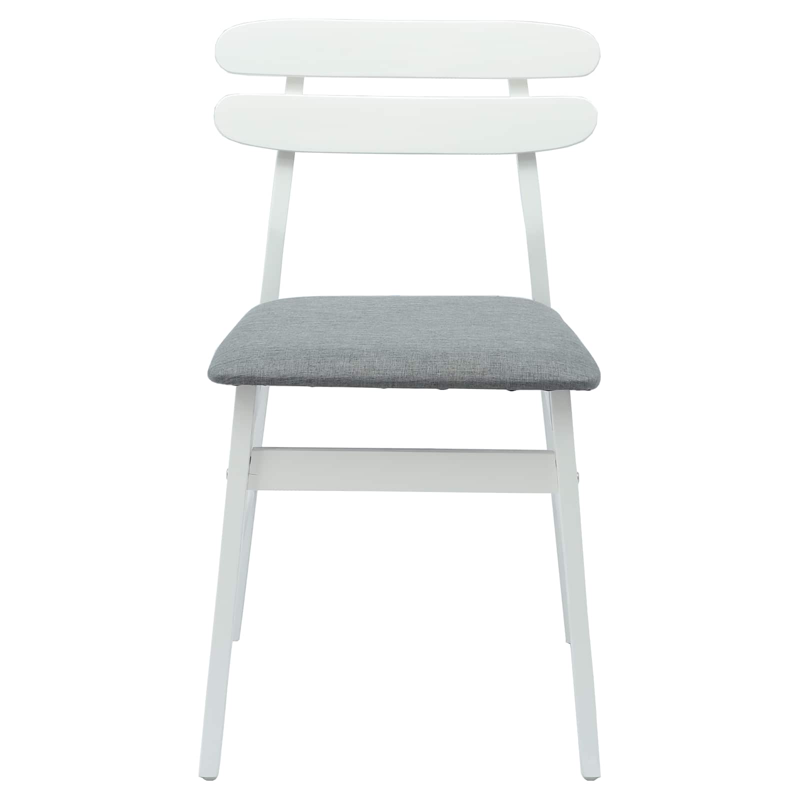 Dining Chair 2 pcs White and Grey Solid Rubber Wood