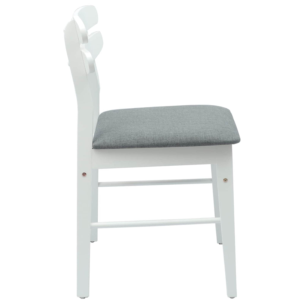 Dining Chair 2 pcs White and Grey Solid Rubber Wood