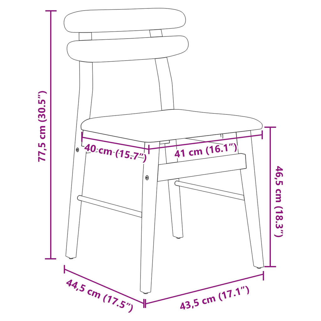 Dining Chair 2 pcs White and Grey Solid Rubber Wood
