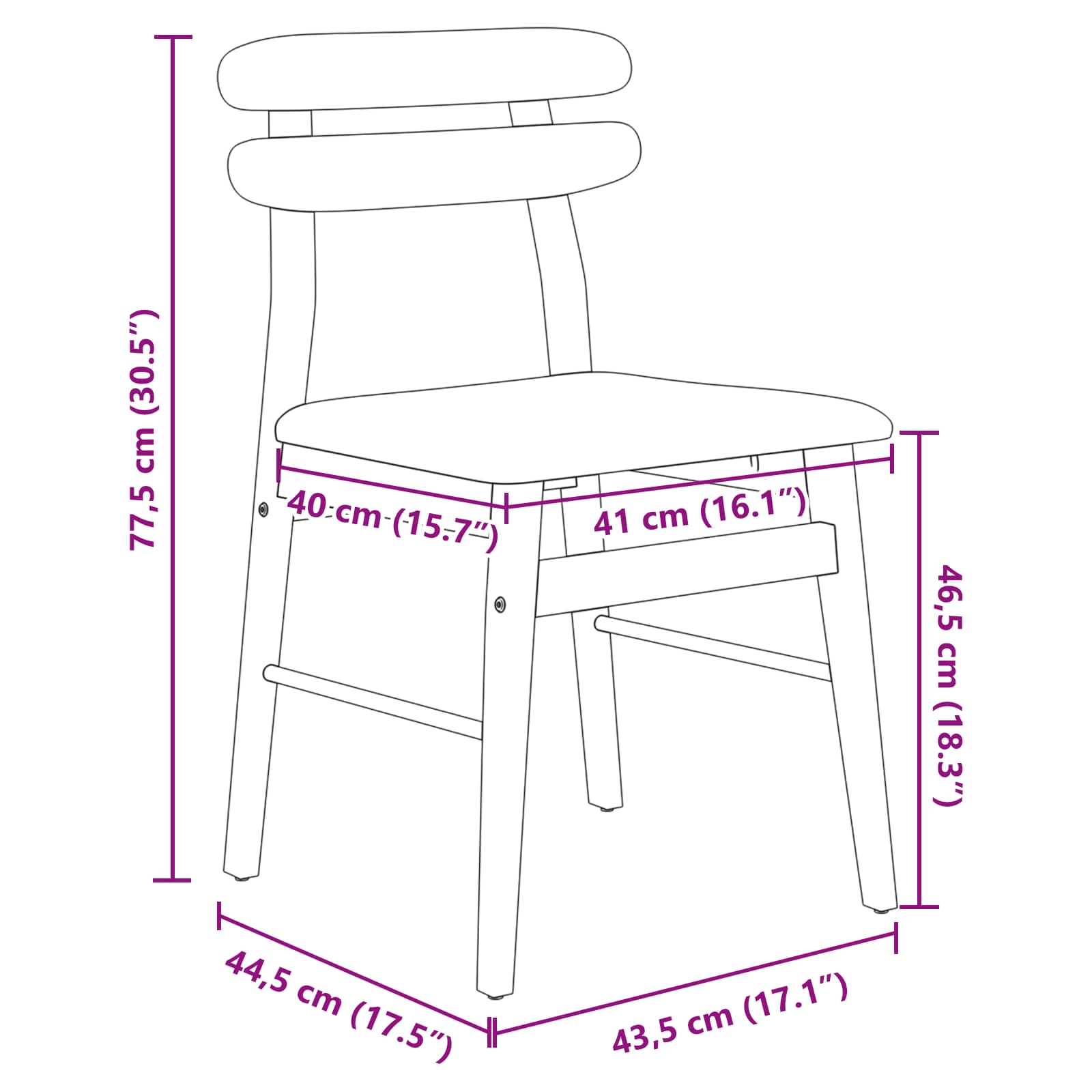 Dining Chair 2 pcs White and Grey Solid Rubber Wood