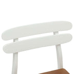 Dining Chair 2 pcs White and Natural Solid Rubber Wood