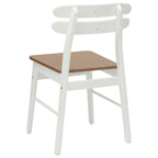 Dining Chair 2 pcs White and Natural Solid Rubber Wood