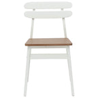 Dining Chair 2 pcs White and Natural Solid Rubber Wood