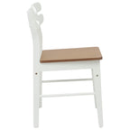 Dining Chair 2 pcs White and Natural Solid Rubber Wood