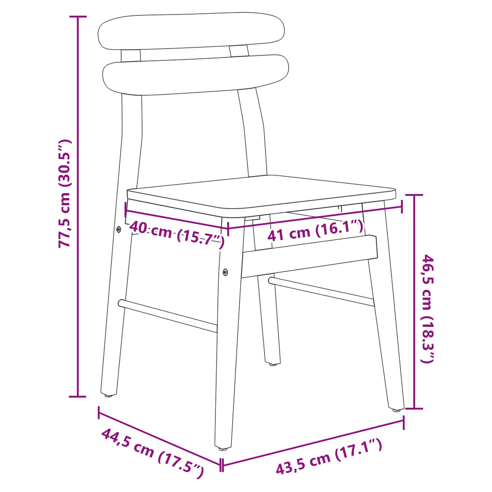 Dining Chair 2 pcs White and Natural Solid Rubber Wood