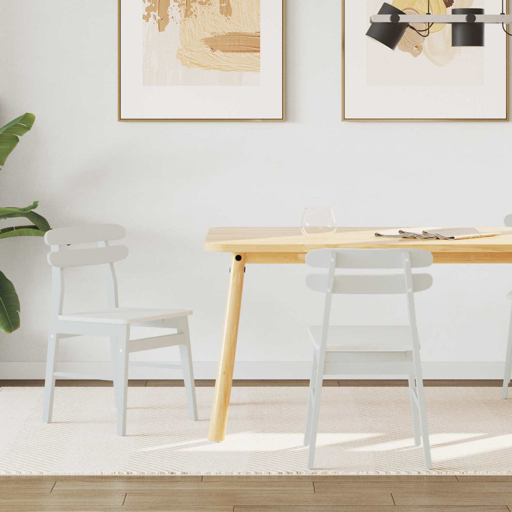 Dining Chair 2 pcs White Solid Rubber Wood