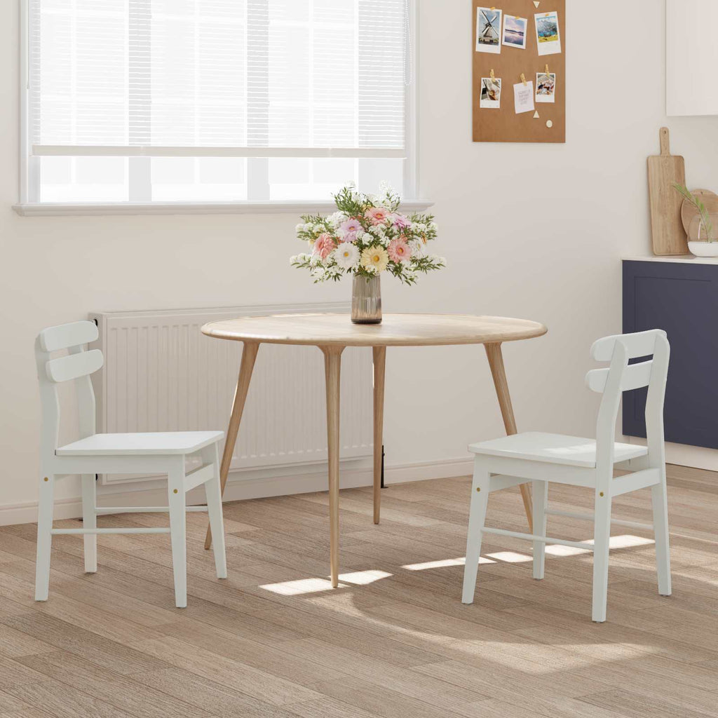Dining Chair 2 pcs White Solid Rubber Wood